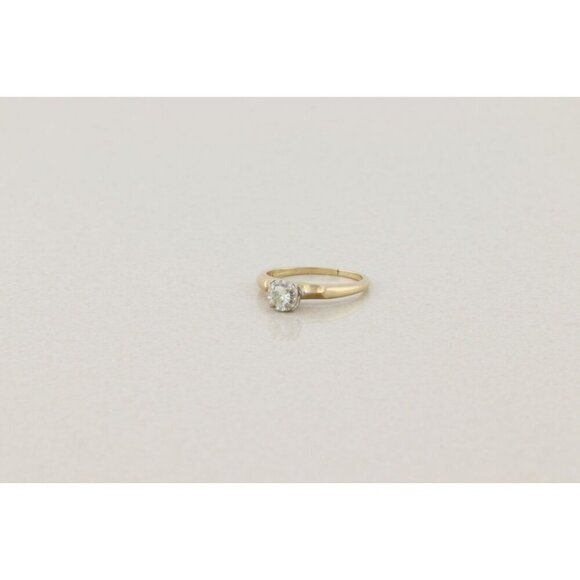 14k Yellow Gold & White Gold .15 carat Diamond Ring Engagement Art Deco  Size 5 - Picture 6 of 8